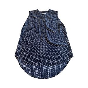Garnet Hill Silk Top Womens 04 Blue White Polka‎ Dot Sleeveless Tunic Top